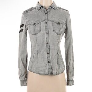 Women’s Washed Gray Button-Down Shirt